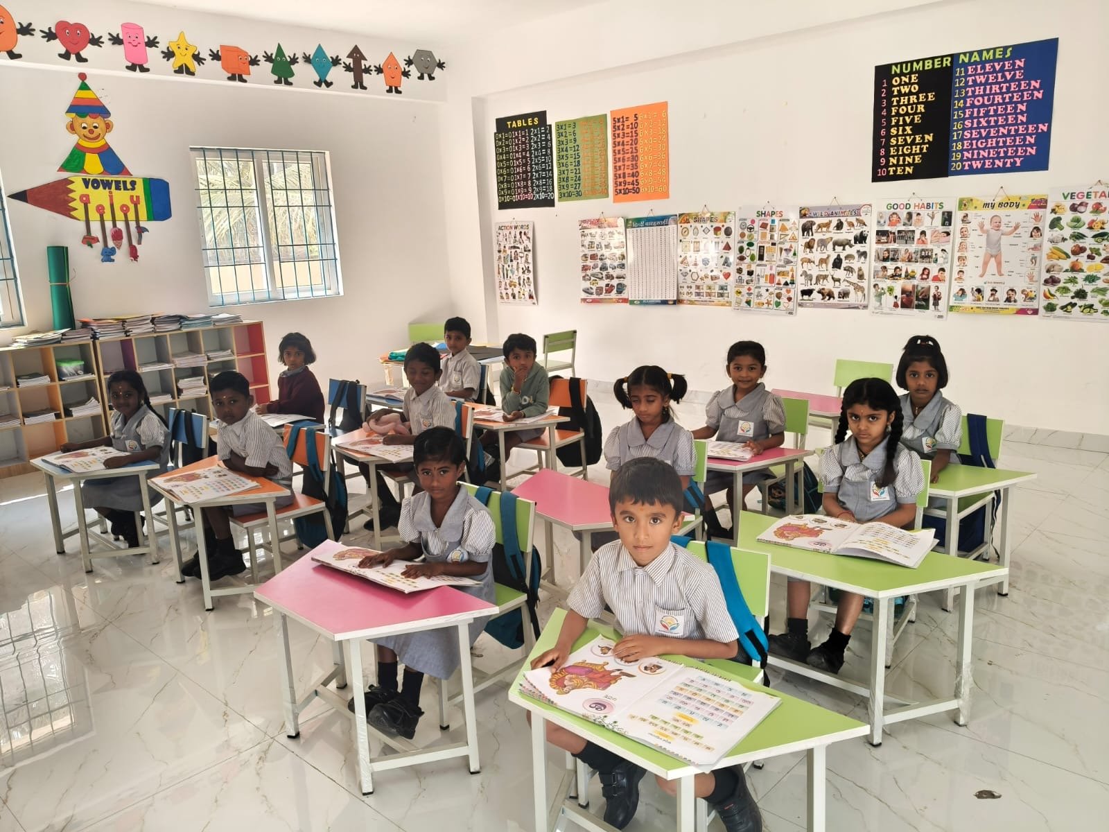 Principal with students